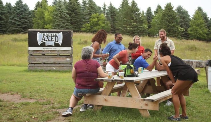 axe throwing group arm wrestling