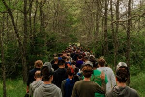 Group of boys walking down a trail 2